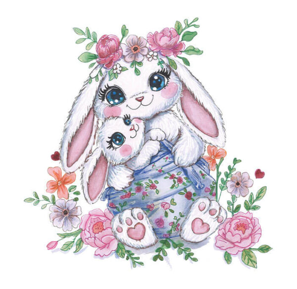 Eltern-Kind-Pass-Hülle mit Aquarell-Motiv – Hase