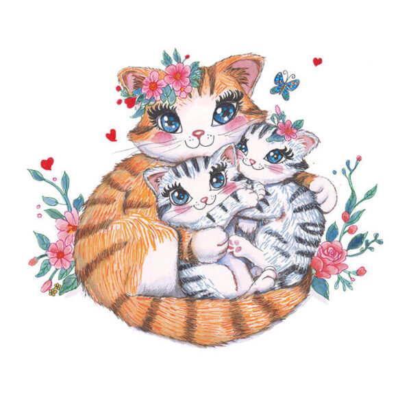 Eltern-Kind-Pass-Hülle mit Aquarell-Motiv – Katze